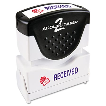 Consolidated Stamp Mfg Accustamp2 Shutter Stamp with Anti Bacteria- Red-Blue- RECEIVED- 1.63 x .5 35537